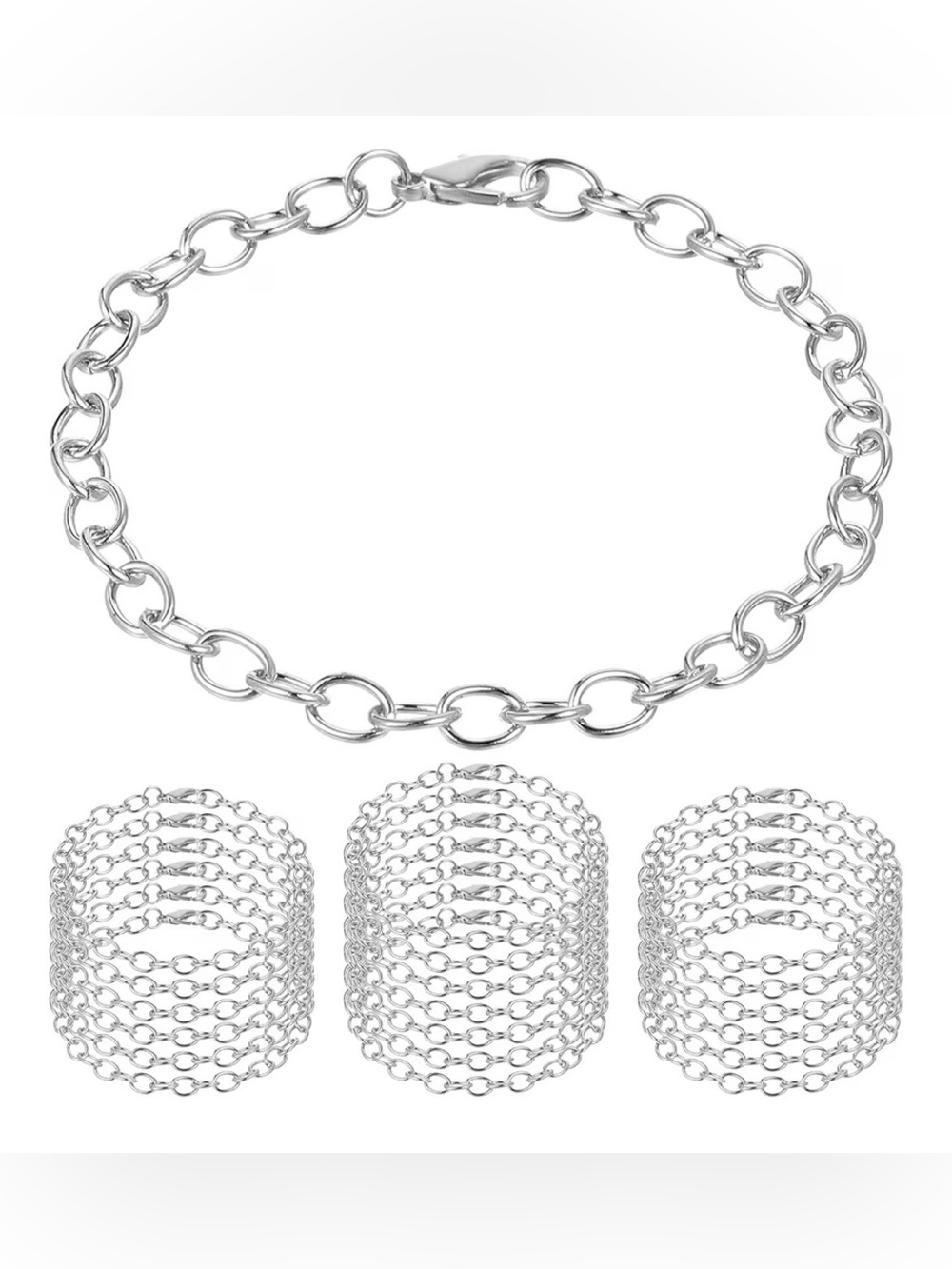 Silver tone chain charm bracelet